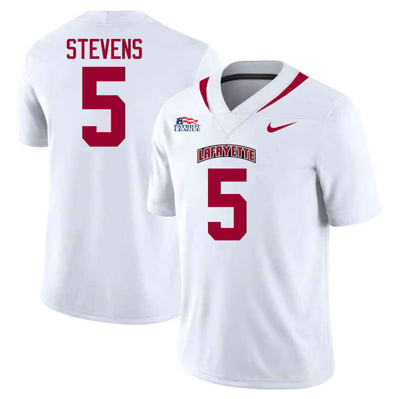 Lafayette Leopards #5 Robert Stevens College Football Jerseys,Uniforms-White